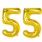 Flyloons 55 number Golden Foil Balloon 16 inch Size Birthday Decoration Items Pack of 2 | 55th Year Balloons | Fifty Five