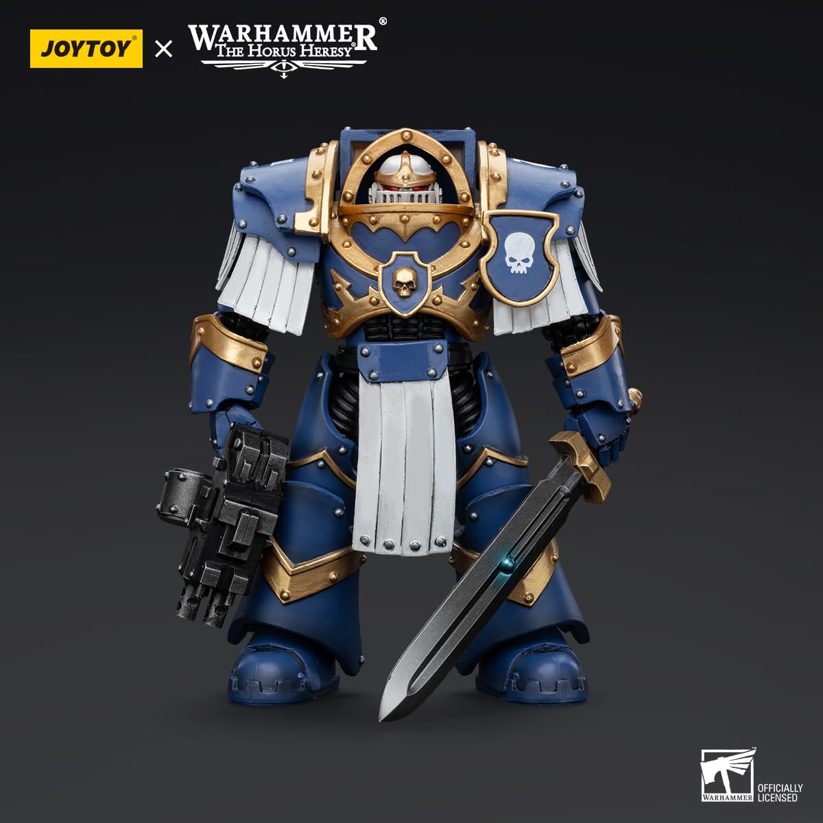 JOYTOY Warhammer Horus Heresy Ultramarines Cataphractii Terminator Squad 5.35in Sergeant with Power decorative replica blade 1:18 Scale Action Figure Mecha Joy Toy Collection Model