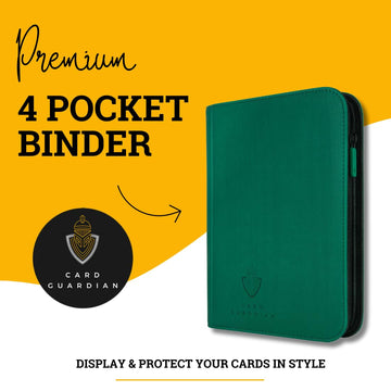 Card Guardian - 4 Pocket enhanced Binder for 160 Cards (Green) | Zipper Closure and Side Loaded Pockets | Compatible with Trading & Sports Cards including Magic the Gathering  Yugioh  Baseball Cards
