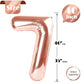 Rose Gold Number 7 Balloon 40 Inch, 7 Balloon Number, 7Th Birthday Decorations, Rose Gold Party Supplies For Boys Girls