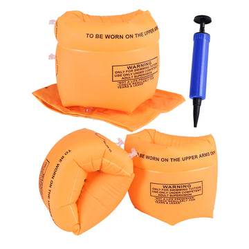 4 Pcs Arm Floaties Inflatable Swim Arm Bands Floater Sleeves Swimming Rings For Kids Toddlers And Adults(Orange)