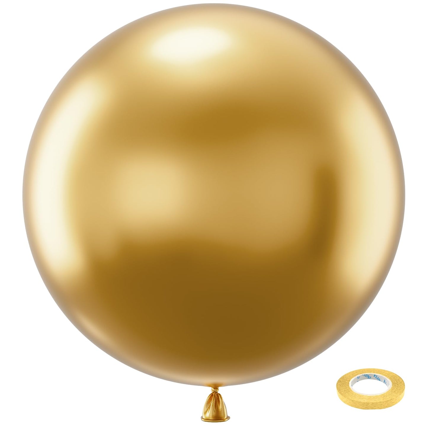 Bezente 36 Inch Metallic Gold Giant Balloons - 8 Pack Jumbo Round Latex Balloons for Weddings, Baby Showers, Birthdays, and Parties