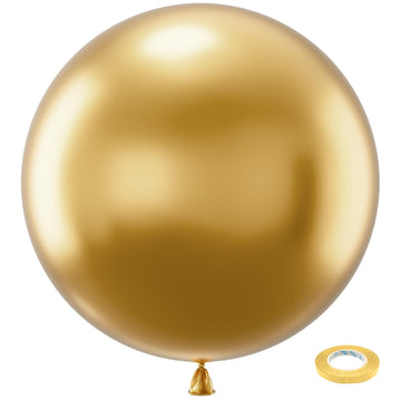 Bezente 36 Inch Metallic Gold Giant Balloons - 8 Pack Jumbo Round Latex Balloons for Weddings, Baby Showers, Birthdays, and Parties