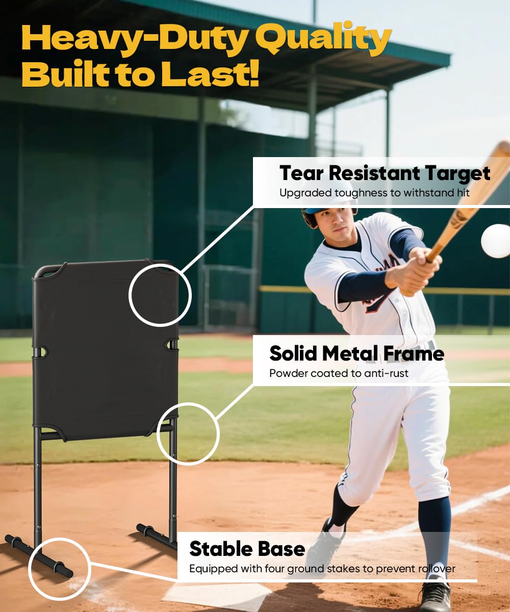 Tigerden Baseball Strike Zone Target - Portable Pitching Stand, Metal Frame, 28"x30", Black, Ideal for Outdoor Training