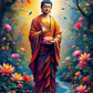 Tulip N Turtle Standing Buddha Diy Acrylic Paint By Number Kit For Adults Beginner Canvas Painting By Number Acrylic Painting. W