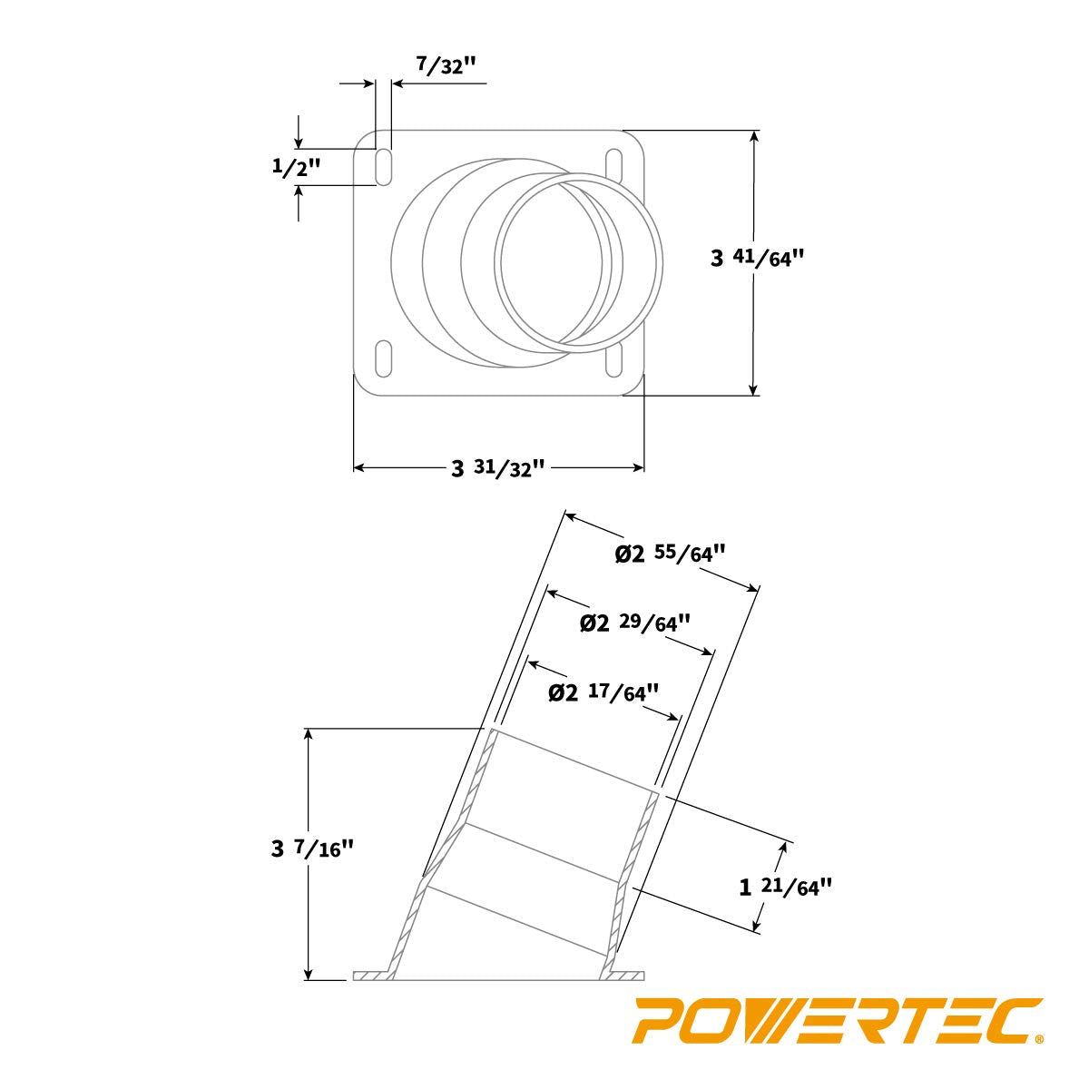 POWERTEC 70124 Universal Dust Port  2-1/2