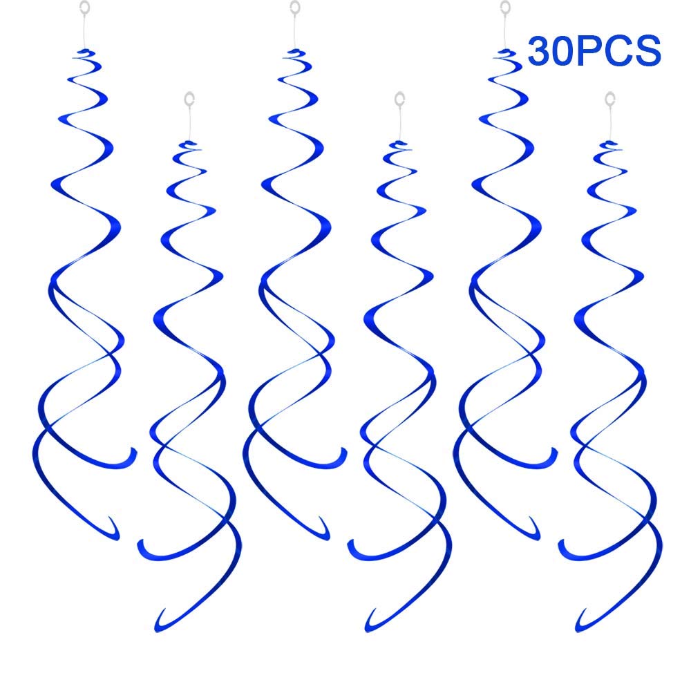 AimtoHome Party Swirl Decorations, Blue Foil Ceiling Hanging Swirl Decoration, Whirls Decorations for Birthday | Wedding | Anniv