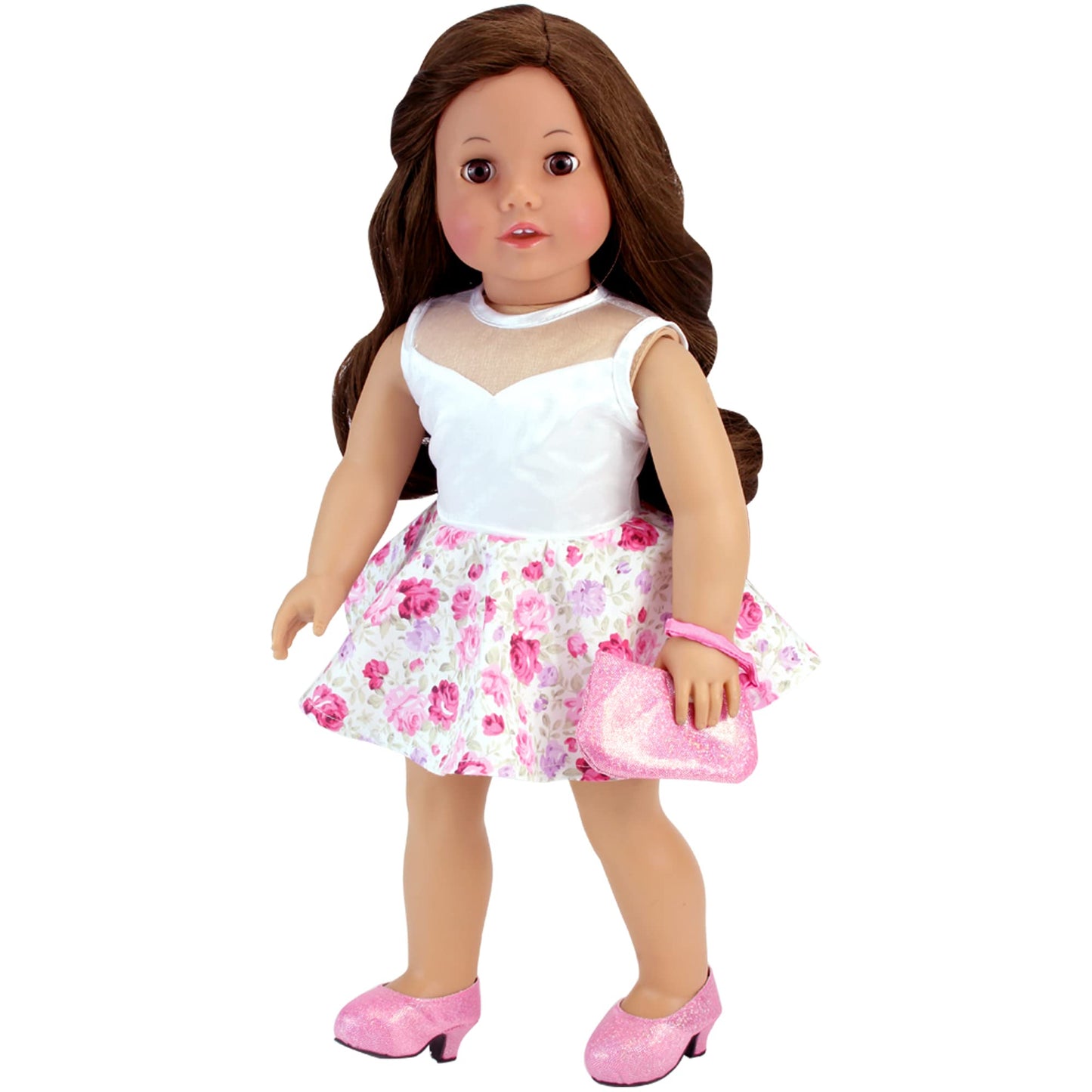 Sophia'S Sparkling High Heels With Closed Toes And Glitter Platform Pumps For 18 Inch Dolls, Pink