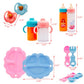 Baby Doll Accessories Magic Bottle Set Magic Disappearing Milk Juice Bottles Sippy Cups With Pacifiers Bowl Spoons, Doll Bottle Toys Feeding Pretend Playset For Kids Girls Ages 3+ (Small Set(10Pcs))