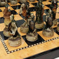 Skeleton Slayer Gothic Skull Chess Set W/High Gloss Dark Walnut & Birdseye Maple Color Board