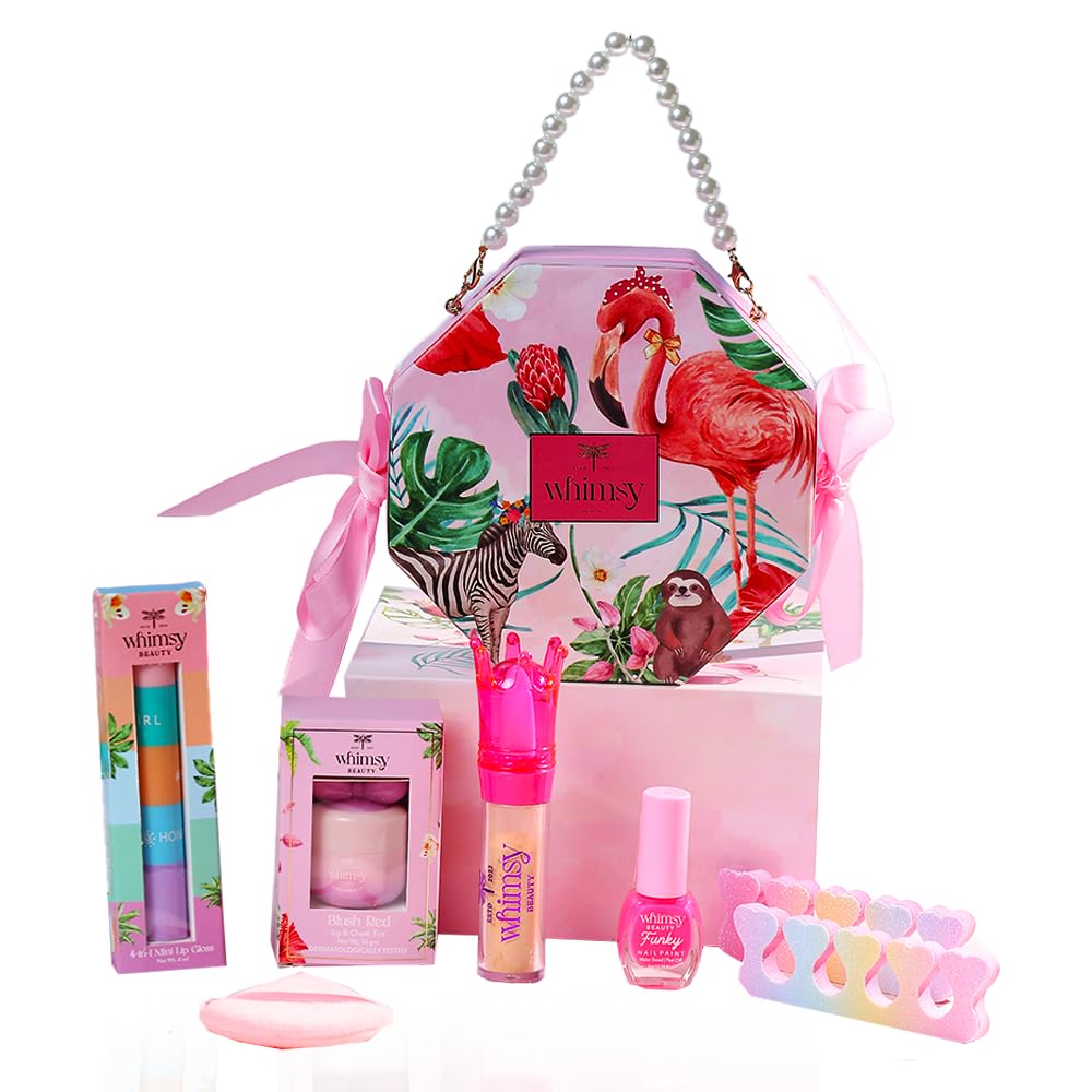 Whimsy Beauty Sparkle & Polish Beauty And Nail Kit | Safe Beauty Set For Girls & Teens | Nail Colours, Lip Tint & Lip Gloss | Pa