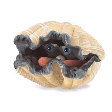 Folkmanis Giant Clam Hand Puppet Plush, Light Tan/Gray