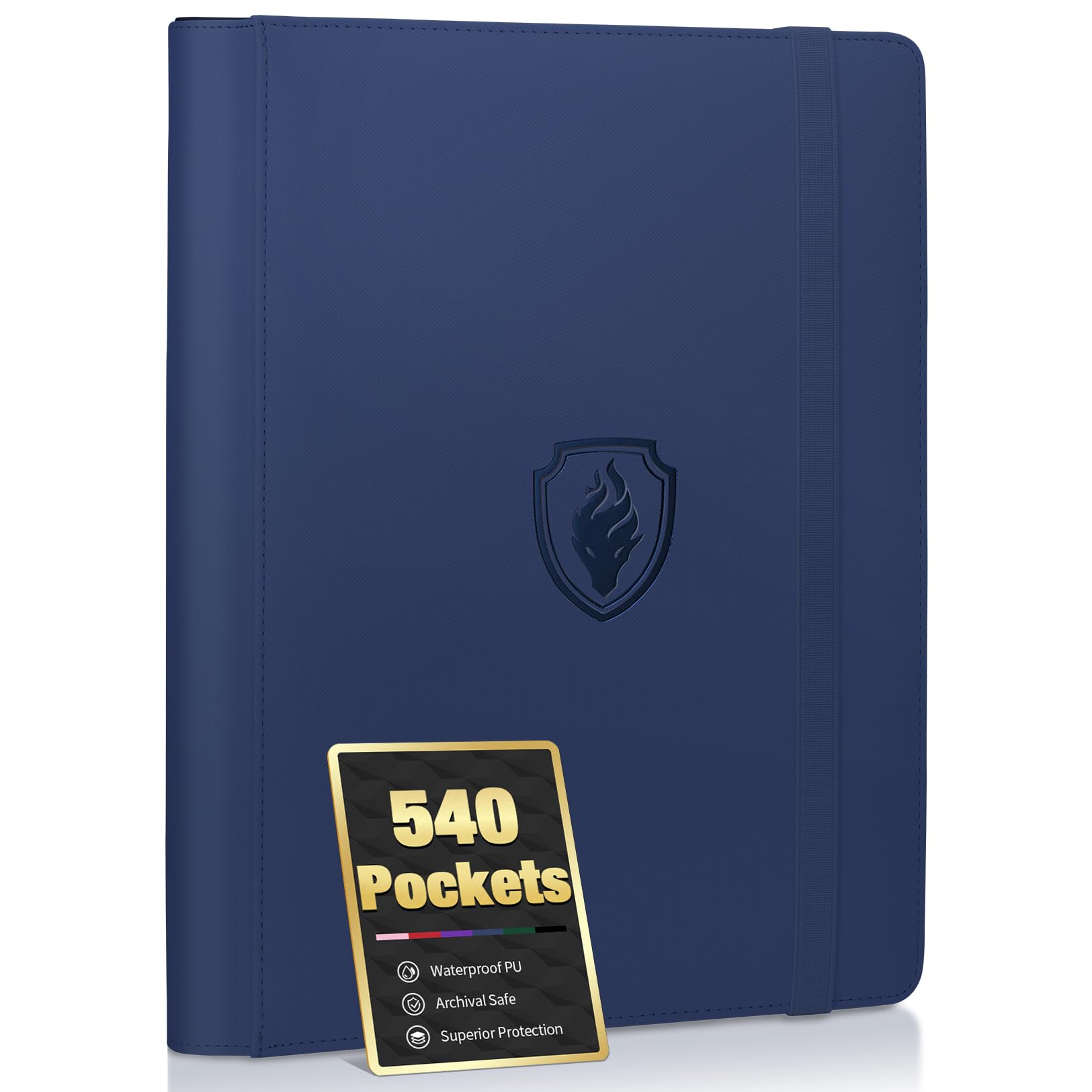 enhanced 9 Pocket Card Binder for 540 Cards  Fabmaker PU Cover Trading Card Binder  Sturdy Card Collection Album  Sleek Card Holder Folders for YuGiOh  MTG  TCG  Game Cards & Sports Cards  Navy Blue