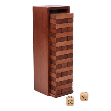 Canuan Wooden Blocks Stacking Games  54PCS Tumbling Tower Game for Kids mature-themed and Families  Wooden Stacking Tower Montessori Toys Tabletop Games Party Games with Storage Box