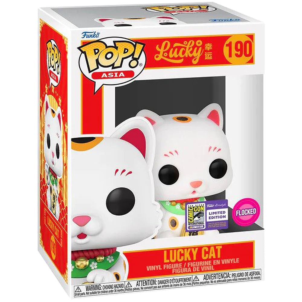 Funko Pop! Asia: Lucky Cat (Flocked) With Official Sdcc 2023 Sticker Vinyl Figure