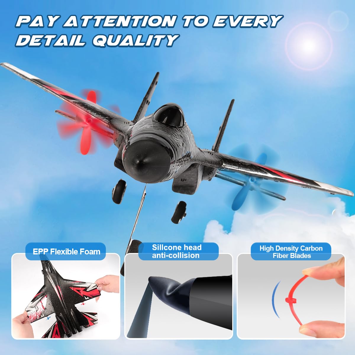 Roofworld New Upgrade Su27 Rc Airplane, Remote Control Fighter Toys, 2.4Ghz 6-Axis Gyro Stabilizer Rtf Glider Aircraft Plane Wit