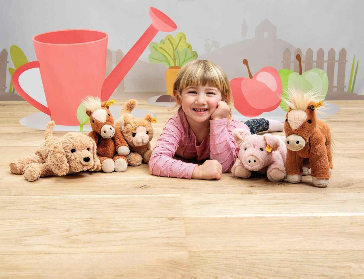 Steiff Piko Pig Plush Stuffed Animal Toy, Pink, 11", Polyester, Model 063978