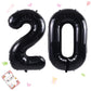 Smlpuame 40 Inch Number Balloon 0-9 Black Large Number 20 Balloons,Digital Balloons For Birthday Party Celebration Decorations S