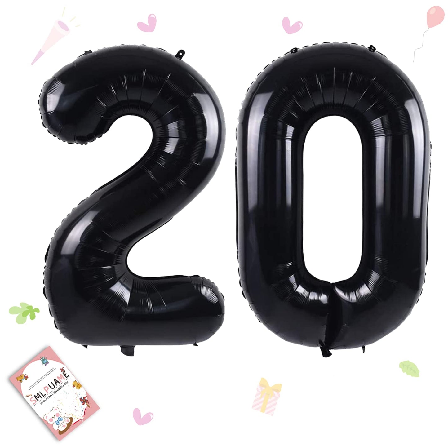 Smlpuame 40 Inch Number Balloon 0-9 Black Large Number 20 Balloons,Digital Balloons For Birthday Party Celebration Decorations S
