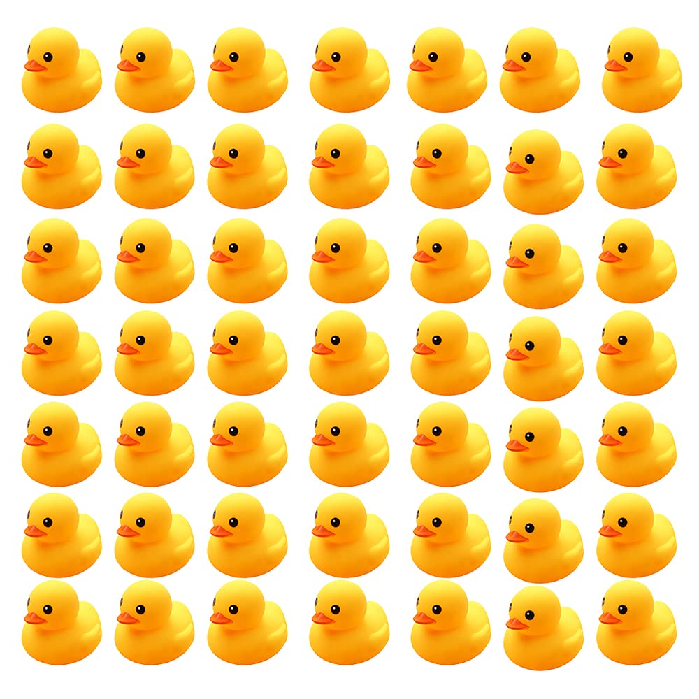Yuerfeila Kids Bath Duck Toys 50 Pcs Mini Rubber Ducks Squeak And Float Duckies Baby Shower Toy Party Decoration For Toddlers Boys Girls (1.6’’)