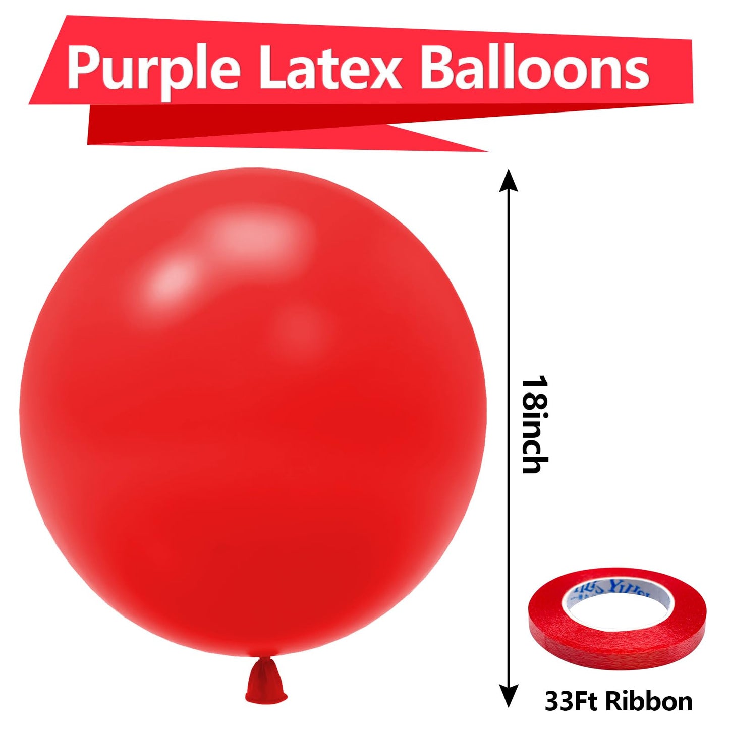 Bezente Red Balloons 18 Inch - 30 Pack Large Thick Red Balloons Big Round Red Latex Balloons For Valentine'S Day Wedding Anniver