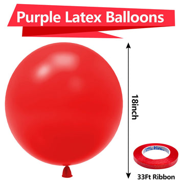 Bezente Red Balloons 18 Inch - 30 Pack Large Thick Red Balloons Big Round Red Latex Balloons For Valentine'S Day Wedding Anniver