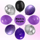 Purple And Black Balloons, 67Pcs 12 Inch Purple Black Silver Latex Balloons For Girls Women Wednesday Birthday Graduation Bridal