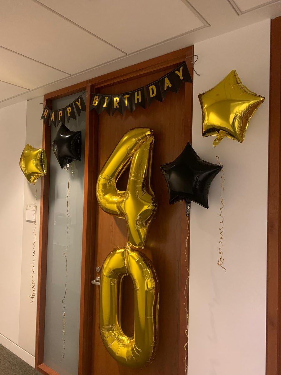 40 Balloon Number, Gold Number 40Th Birthday Balloons 40 Inch, 40 Years Old Gold Birthday Decorations For Men Women, 40Th Annive