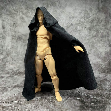 Ssbeauty M 1:12 Scale Fabric Cape Cloak With Hat For 6 Inch 1/12 Action Figure Clothes (Black Cloak)