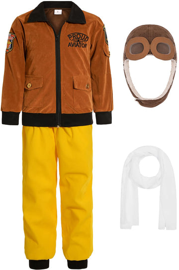 Sizgaroot Pilot Costume For Kids Boys Girls Aviator Costume Halloween Party Dress Up (4-5 Years)