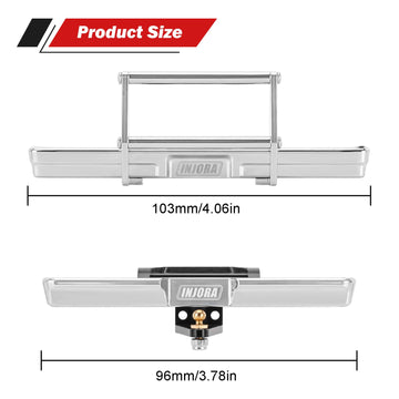 INJORA 23g Front and 21g Rear Bumper - CNC Aluminum Bumper for 1/18 RC Crawler TRX4M High Trail K10 Upgrade