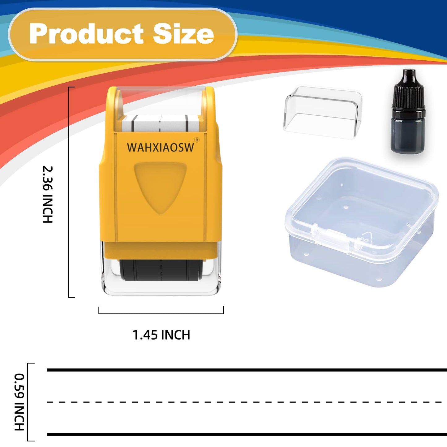 Handwriting Lines Stamp Roller Self-Inking Line Rolling Stamps Handwriting Practice Tool for Teachers Kids Kindergarten (Yellow+