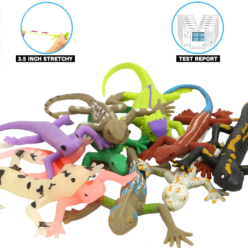 8 Pcs Mini Lizards Toys For Kid, Realistic Rubber Lizard Set, Super Stretches Material Tpr With Bag Lizard Figure Bathtub Toy Iguana Chameleon Dragon