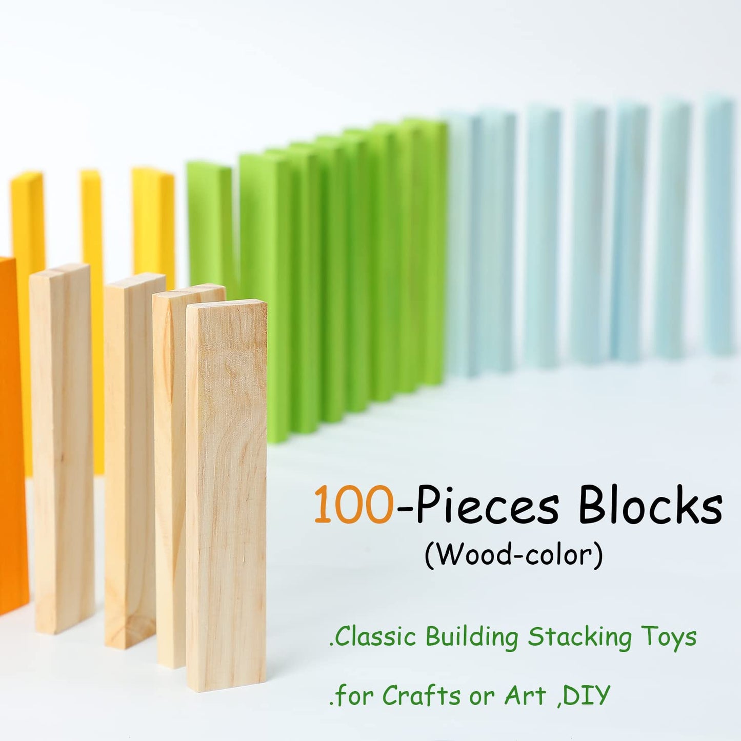Iceko Kn 100Pcs Classic Wooden Building Blocks Set,Solid Stem Building Toys For Kids, Preschool Learning Montessori Toys For Tod