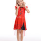WonderBabe Girl Red Costume Princess Costume Short Sleeves Dress Kids Halloween Birthday Party Dress up size 9-10 Years