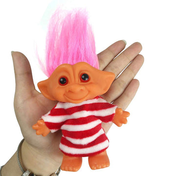 Lucky Troll Dolls,Vintage Troll Dolls Chromatic Adorable For Collections, School Project, Arts And Crafts, Party Favors - 7.5' Tall Red(Include The Length Of Hair)