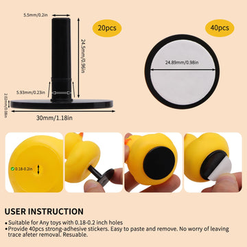 Yibeico 20Pcs Duck Plug, Rubber Duck Mount, Flock Locker Rubber Duck Holder Dashboard For Jeep Dash & Fixed Display, Gift For Je