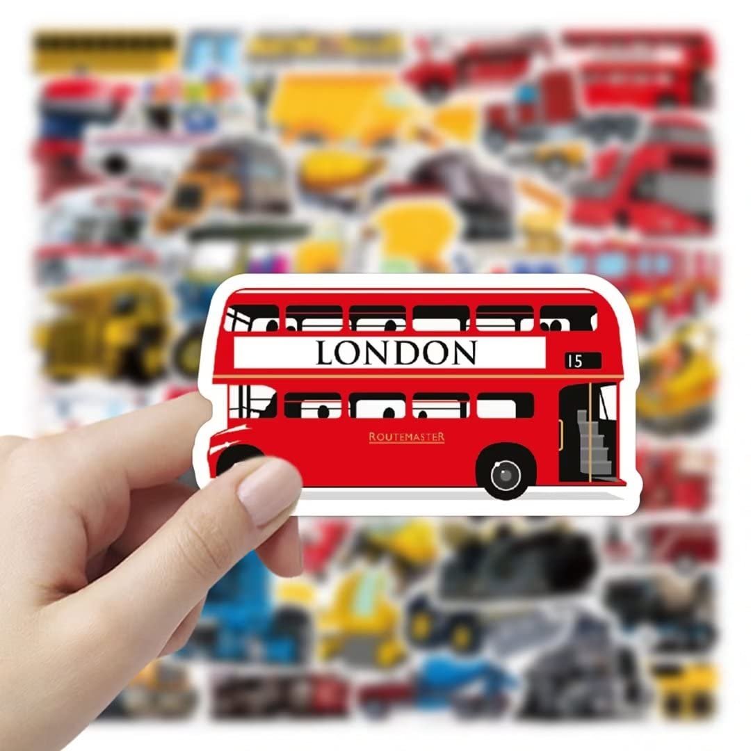 Car Stickers For Water Bottles, 100 Pcs Transportation Vehicle Truck Stickers For Kids Boys, Vinyl Waterproof Truck Stickers For