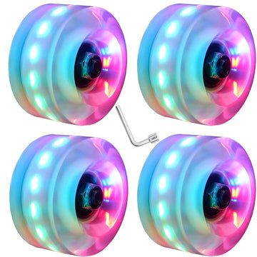 Nezylaf 4 Pack 32 X 58 Mm 78A Light Up Roller Skate Wheels, Skate Wheels With Bearings Installed For Indoor Or Outdoor Double Ro