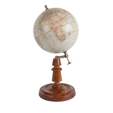 Rmn 19Th C. 18Cm Globe By Authentic Models - Vintage Desk Globe With Stand - Home Office World Globe For Adults - Spinning Earth Globe