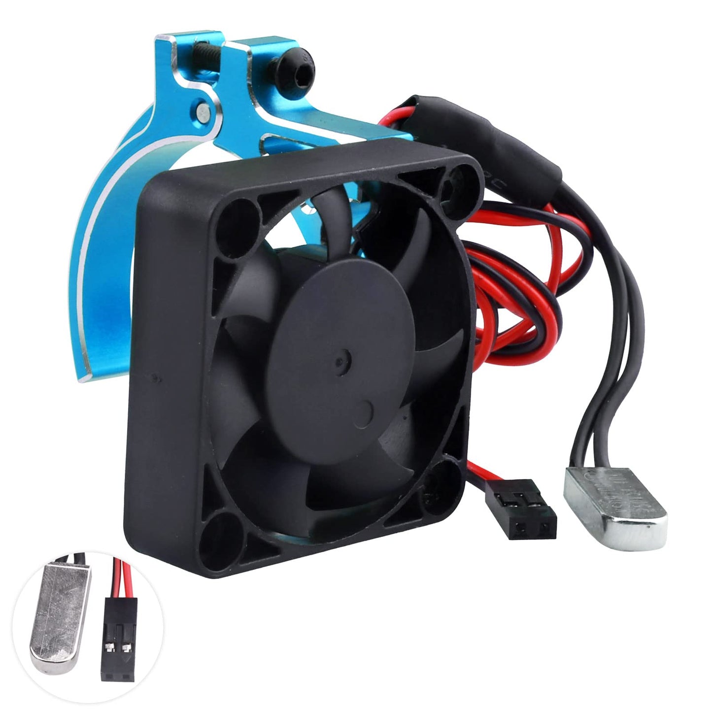 CrazyHobby RC Motor Cooling Fan with Thermal Sensor Aluminum Clamp Heatsink fit 4268 4274 Brushless Motor for 1/8 1/10 Truck Bug