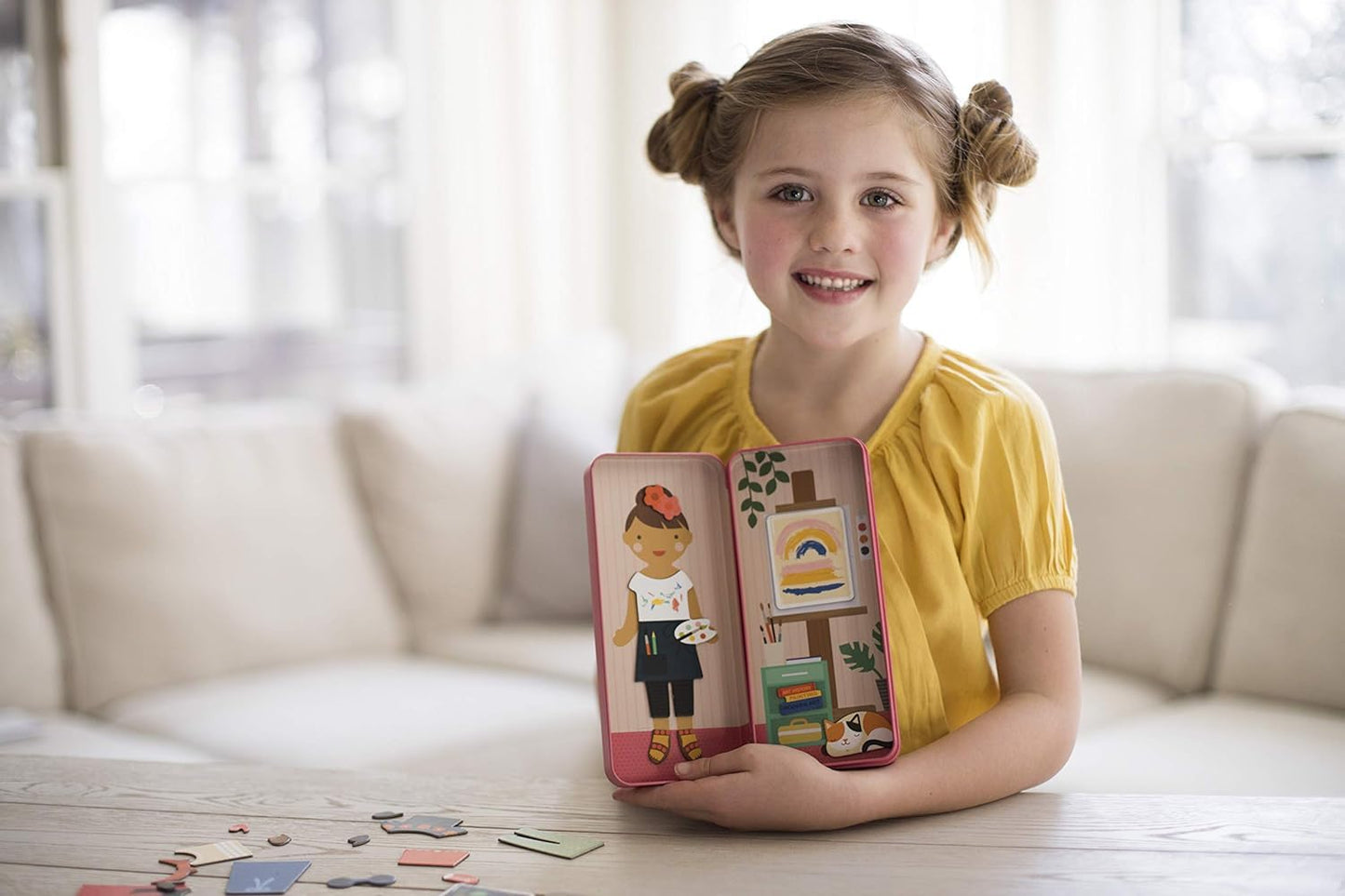 Petit Collage Shine Bright Magnetic Dress Up At The Studio – Magnetic Game Board With Mix And Match Magnetic Pieces, Ideal For Ages 3+ – Includes 2 Scenes And 25 Creative Magnetic Pieces