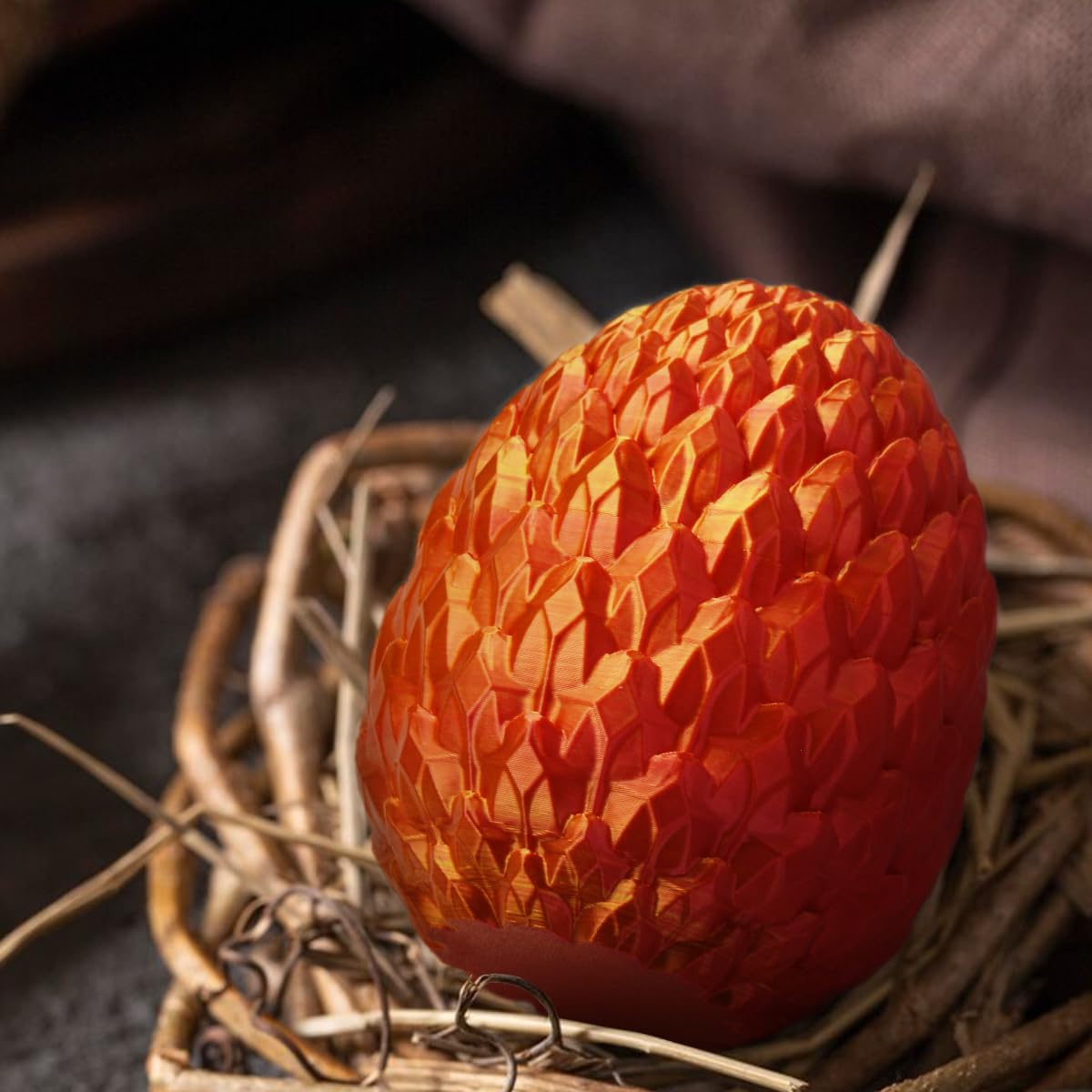 BLFMT 3D Prited Dragon  3D Printed Dragon in Egg  Crystal Dragon Fidget Toy for mature-themed  Home Office Decor Executive Desk Toys  Fidget Toys for mature-themeds and Kids (Gold Red)