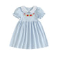 Toddler Girl Back To School Clothes Embroidery Smocked Dress Doll Collar Sundress First Day Of Pre Kindergarten Outfit (Apple Pe