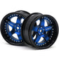 hobbysoul 2pcs RC 1/10 Aluminum Alloy Wheel Rims 12mm Hex Adjustable Offset Black & Blue for On-Road Drift Touring Cars