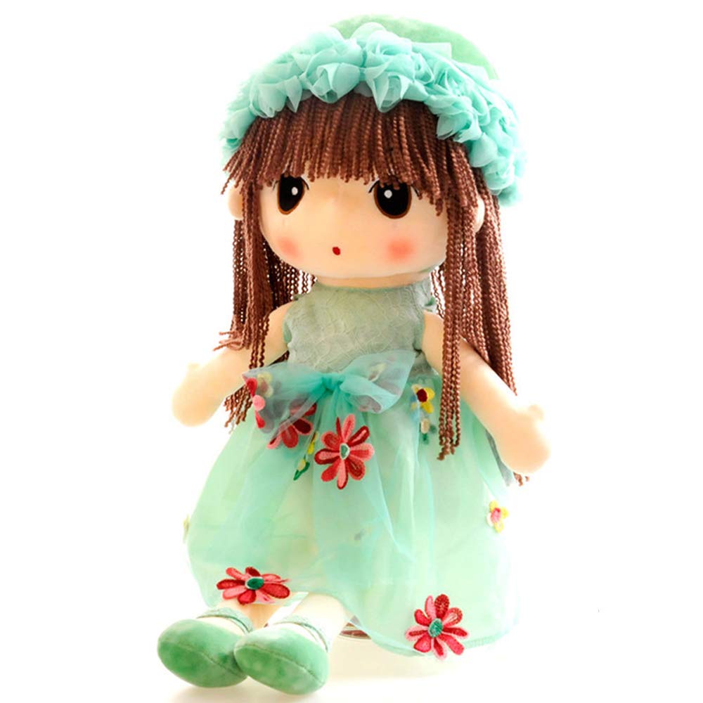 Tvoip Tulle Skirt Princess Plush Toy Phial Dolls Children Girls Doll Cute Little Girl Dolls, 18 Inch (Green)