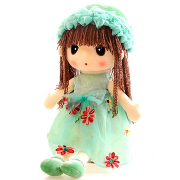 Tvoip Tulle Skirt Princess Plush Toy Phial Dolls Children Girls Doll Cute Little Girl Dolls, 18 Inch (Green)