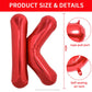 Toniful 40 Inch Large Bright Red Letter Balloons A-Z, Giant Jumbo Helium Foil Mylar Big Letter K Balloons For Birthday Party Ann