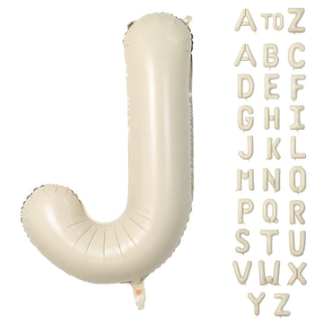 Biapian 40 Inch Letter J Balloons, Giant Cream J Foil Balloon, Big Single Alphabet A-Z Balloons, Beige Large Aluminum J Balloons