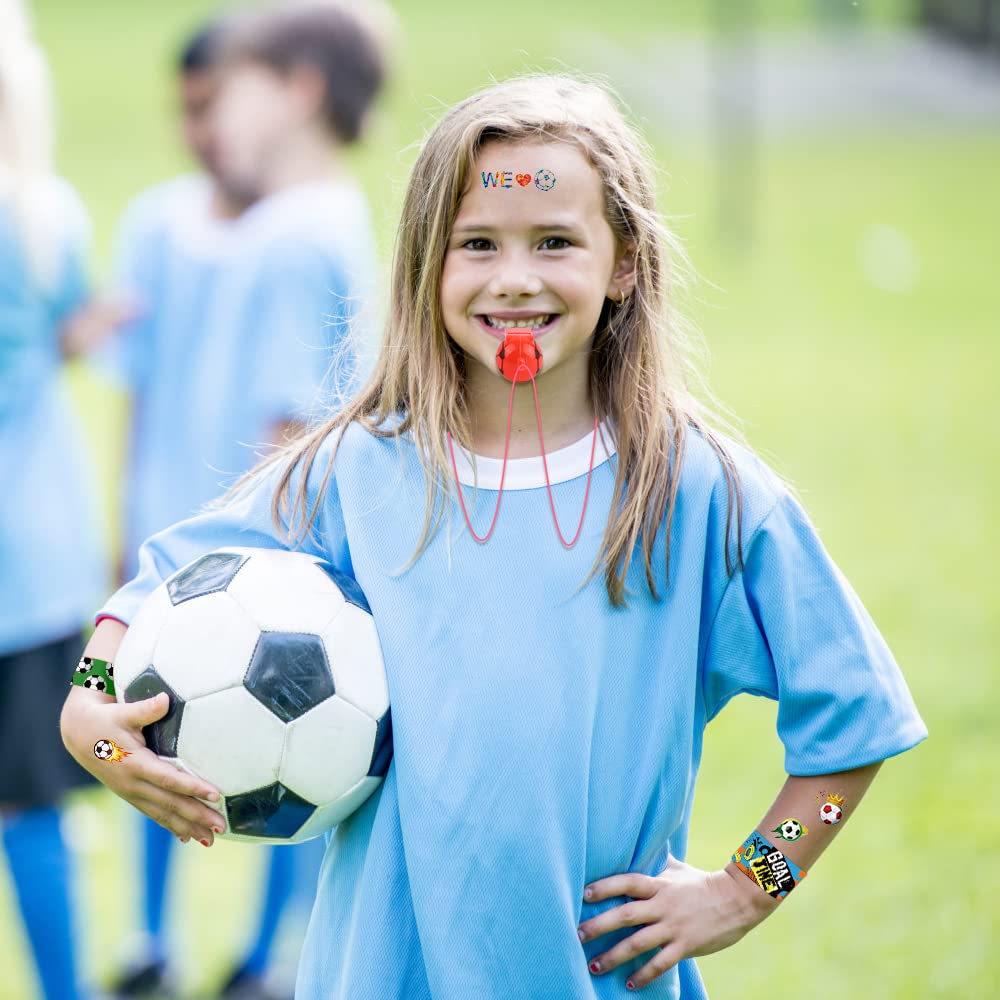 Yujun 112 Pcs Soccer Party Favors Set - Fidget Spinners, Slap Bracelets, Whistles, Tattoos, Stickers, Keychains For Kids' Soccer-Themed Birthday Party